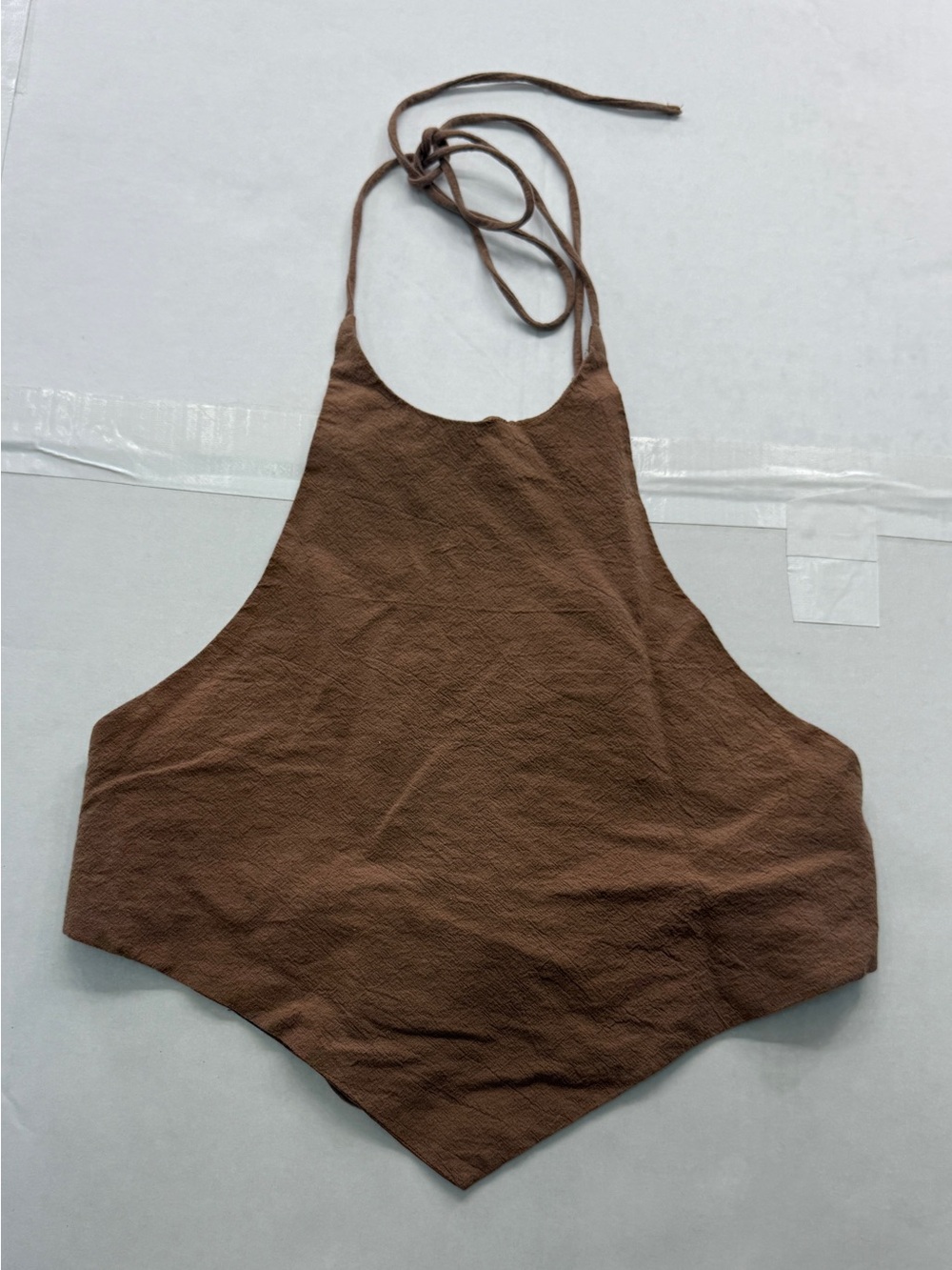Brown nasty gal halter tie up crop top western bogo tank festival top